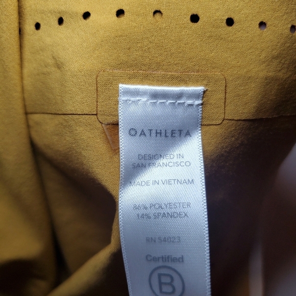 Athleta Terra Perforated Scoop Back Sleeveless Crop Tank Top S Gold Mustard - Picture 8 of 9